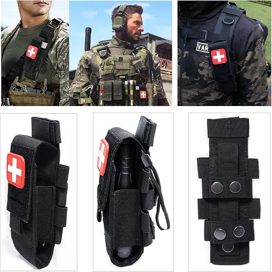 Laser Cut Molle Tourniquet Holder Pouch Tactical First Aid Kit Trauma Medical Shear Pouch Pen&Flashlight Holder IFAK TP Duty Belt Loop