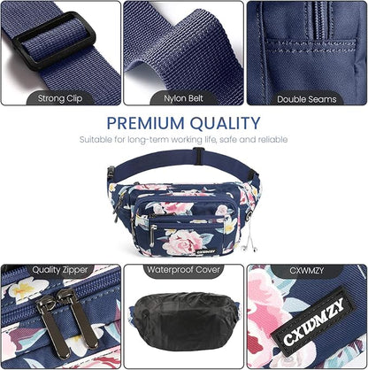 CXWMZY Fanny Packs For Women & Men Waist Pack Hip Bum Bag with Multi-Pockets Large Capacity Waterproof Casual Bum Bag for Disney Traveling Casual Cycling Running Hiking