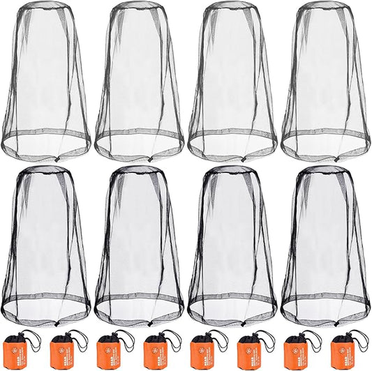 Wholelovein 8 Pack Mosquito Covers Wearable Head Net Face Mesh Protecting Net Mosquito Fly Insects Bugs