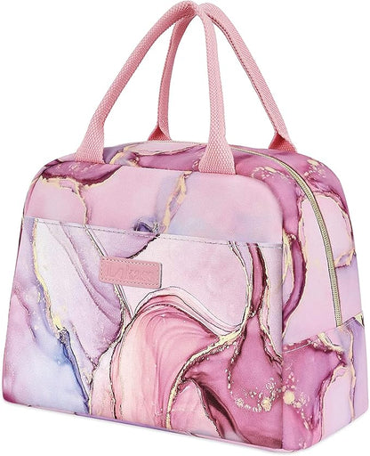 LOKASS Lunch Bags for Women Insulated Lunch Box Cooler Bag Thermal Lunch Tote for Ladies Adults Office Work, Pink