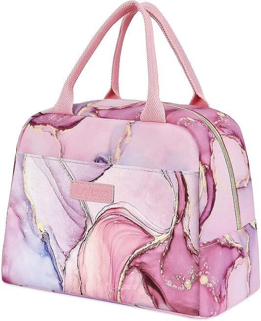 LOKASS Lunch Bags for Women Insulated Lunch Box Cooler Bag Thermal Lunch Tote for Ladies Adults Office Work, Pink