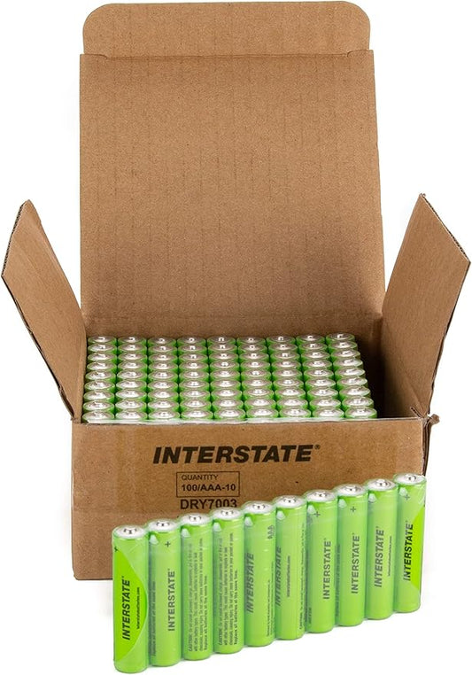 Interstate Batteries AAA Alkaline Battery (100 Pack) All-Purpose 1.5V High Performance Batteries - Workaholic (DRY7003)