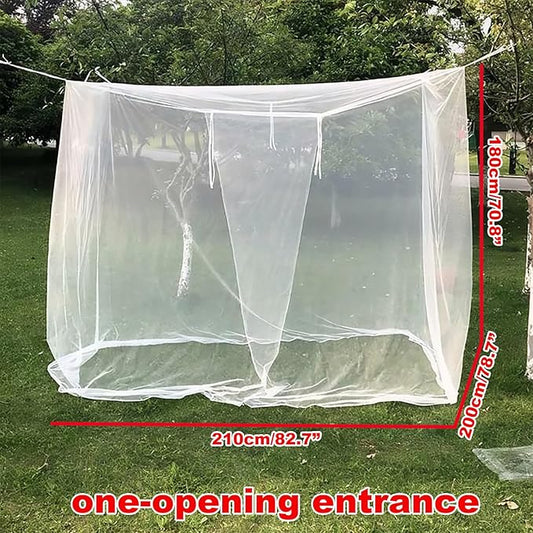 Outdoor Camping Mosquito Net, Large Size White Mesh Insect Netting with Storage Bag for Camping, Picnic, Outdoor Trips (One-Opening 83"x79"x71")
