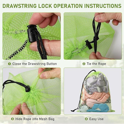 Durable Delicate 10/20/40/60/100PCS Mesh Laundry Bag - Multicolor Nylon Mesh Bag - Locking Closure - For College, Gym, Yoga, Sport