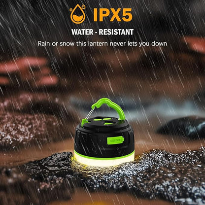 Rechargeable Camping Lantern with 6400mAh Battery, 300 Hour Runtime, 5 Light Modes, Adjustable Brightness, Waterproof, Hook & Magnetic Base, Battery Operated for Camping & Power Outages