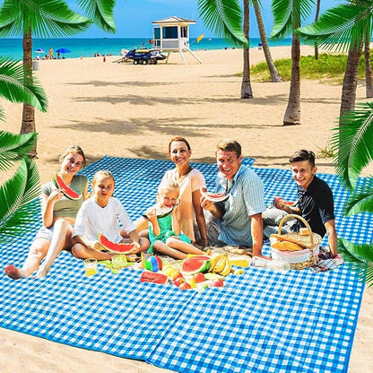 ZHUYNXIR Extra Large Picnic Blanket, 87x87 inch Waterproof Picnic Blanket, Gingham Picnic Mat for Beach, Camping Grass Picnic Blankets.