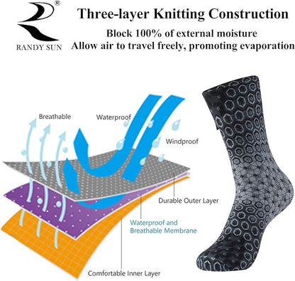 RANDY SUN Ultra-thin Golf Waterproof Socks, Breathable Men's Women's Sports Mid Calf Socks 1&2 Pairs
