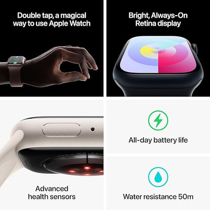 Apple Watch Series 9 [GPS, 41mm] Silver Aluminum Case with Storm Blue Sport Band, S/M (Renewed)
