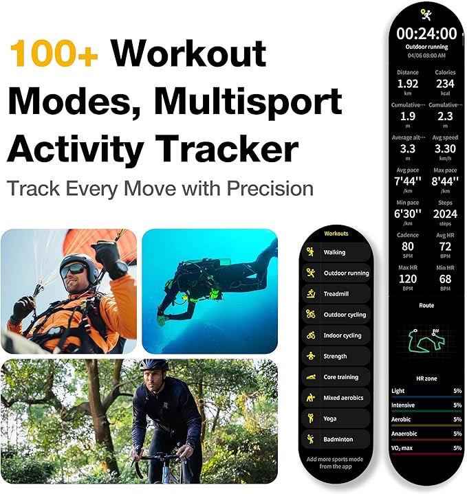AGM Legion Rugged Smart Watch for Women, 1.43" HD AMOLED Touchscreen, Bluetooth Calling, 5 ATM & IP68, Sports Modes, Barometer & Altimeter, DIY Dial, 24/7 Heart Rate/SpO2/Sleep Monitor for iOS Android