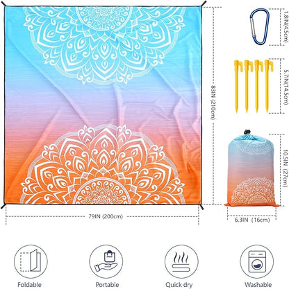 AISPARKY Beach Blanket Waterproof Sandproof, Oversized Large Beach Mat 79" X 83"/120"x108" for 1-8 Adults, Quick Drying&Compact&Lightweight, Picnic Mat Vacation Essentials for Beach Camping Travel