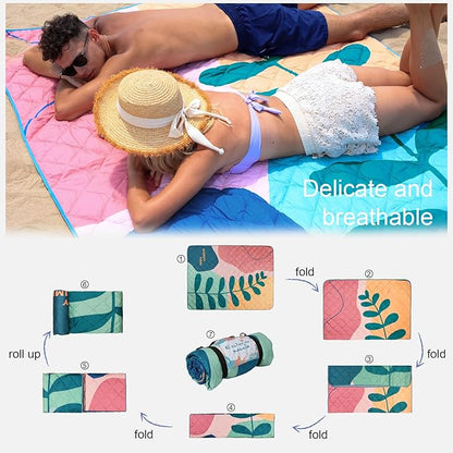 Exclusivo Mezcla Waterproof Picnic Blanket 60x80 Inches Large Multicolor Floral Polyester Sandproof Modern Camping Blanket