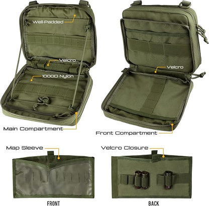 WYNEX Tactical Large Admin Pouch of Double Layer Design, Molle EDC EMT Utility Pouch with Map Sleeve Modular Tool Pouch Large Capacity Flag Patch Included