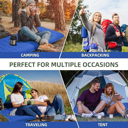 Camping Sleeping Pad, Extra Thick 5 Inch Camping Mat with Pillow Built-in Foot Pump Inflatable Sleeping Pads Compact for Camping Backpacking Hiking Traveling Tent（Blue Grey）