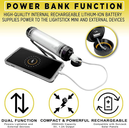 SunJack LightStick – Waterproof Rechargeable Light with Power Bank, Hiking, Backpacking and Camping Essentials Gear Accessories, Emergency Survival and Hurricane Preparedness Items Supplies