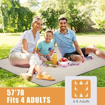 G GOOD GAIN Picnic Blankets Waterproof Extra Large - Outdoor Blanket Sand Free Foldable with Carry Strap for Beach, Camping, Park Grass, Hiking, Travel, Concerts, Indoor (Sand Yellow)