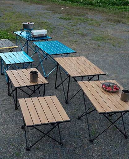 iClimb Ultralight Compact Camping Folding Table with Carry Bag (Nature- S)