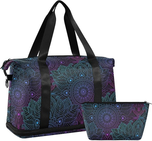 Women's Weekender Duffle Bag for Travel and Gym with Toiletry and Shoes Compartment