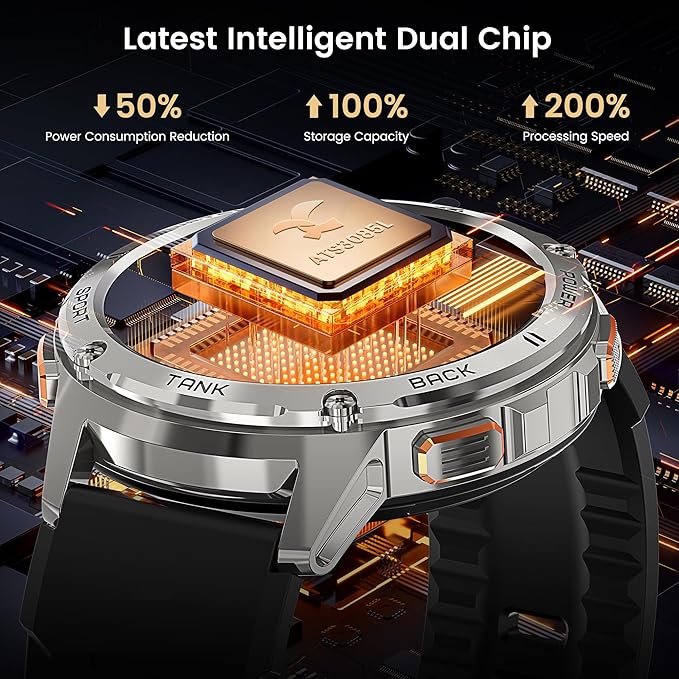KOSPET Smart Watch for Men, 60 Days Extra-Long Battery, 50M Waterproof Rugged Military Smartwatch (Answer/Make Calls), 170 Sports Mode 1.43” AMOLED Display Fitness Watch-Voice Assistant