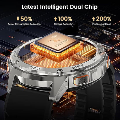 KOSPET Smart Watch for Men, 60 Days Extra-Long Battery, 50M Waterproof Rugged Military Smartwatch (Answer/Make Calls), 170 Sports Mode 1.43” AMOLED Display Fitness Watch-Voice Assistant