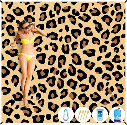 BYDOLL Beach Blanket Waterproof Sandproof 78''×110'' Suits1-7 Adults Compact Lightweight Oversized Sand-Free Blanket Large Picnic Mat for Beach Travel Camping Hiking