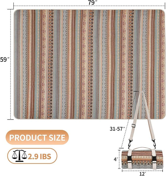 Extra Large Waterproof Picnic Blanket | Portable Camping & Beach Mat | Sand Free with Carry Strap | Park Blanket for Grass, Hiking, Travel, Concerts, Indoor (Orange)