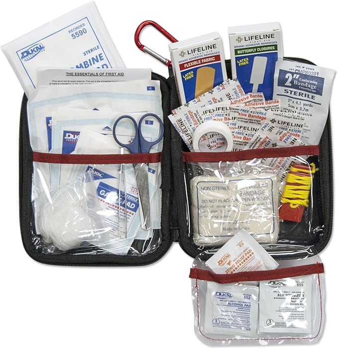 Lifeline -4184AAA AAA 85 Piece Commuter First Aid Kit packaged in compact hard shell foam carry case, ideal for emergency use in cars, camping, hiking, or offices alike , Red