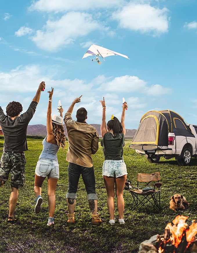 JOYTUTUS Pickup Truck Tent 5ft 2.0, Waterproof PU2000mm Double Layer for 2 Person, Portable Truck Bed Tent with Rainfly - Orange, Aluminum Pole