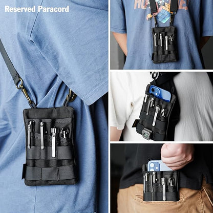 VIPERADE VE4 Tool Pouch, Nylon Pocket Organizer with 2 Pockets and 4 Small Tool Storage EDC Gears, Best Gift to Keep Organized, Hold Your Flashlight/Pocket Knife, Tactical Pen, Notebook