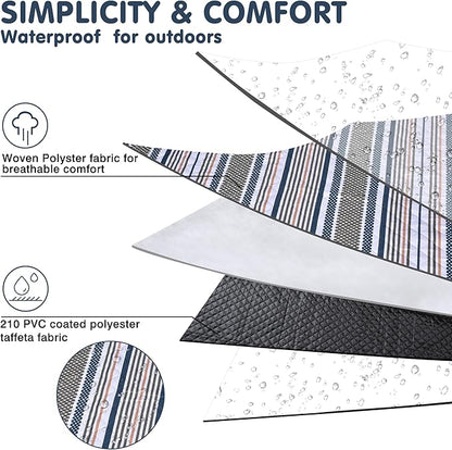 Oversized Waterproof Picnic Mat, Dustproof Washable Outdoor Beach Mat. Suitable for Camping, Outdoor, Beach, Party and Concert. (Dark Blue & Light Green, 80" * 80")
