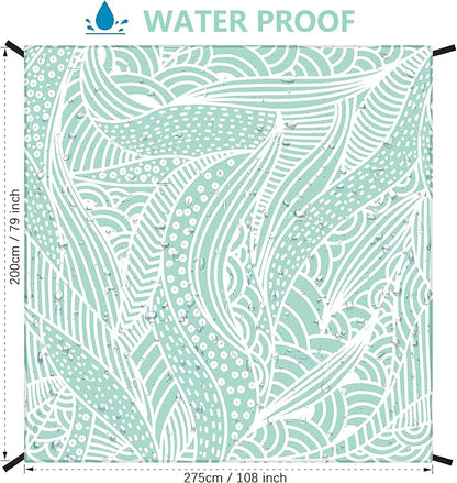 Beach Blanket, Sandproof Beach Mat, Waterproof Quick Drying Lightweight Outdoor Aztec Picnic Mat 79" X 83"/120"x108" for 2-8 Adults for Travel, Camping, Hiking
