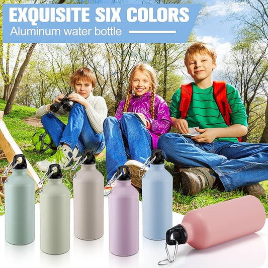 Domensi 24 Pcs 20oz Aluminum Water Bottles Bulk Reusable Water Bottles Lightweight Leak Proof Aluminum Sports with Twist Cap Buckle for Gym, Hiking, Cycling, Camping, Fishing