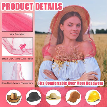 HESTYA 4 Pack Mosquito Net Mesh for Head Face Neck Fly Netting Hood from Bugs Gnats No See Net with Carry Bags for Outdoor