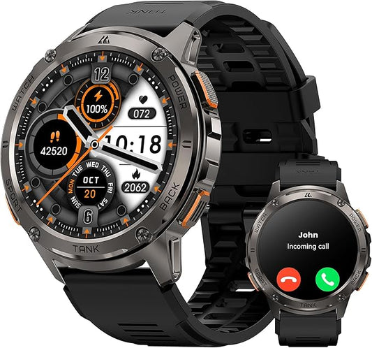KOSPET Smart Watch for Men, 60 Days Extra-Long Battery, 50M Waterproof for Swimming, Rugged Military Full Metal Body Smartwatch, 1.43” AMOLED Always-On Fitness Watch(Answer/Make Calls) AI Voice