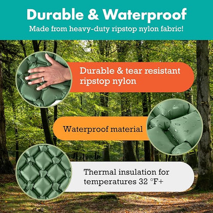 Light Weight Sleeping Mat for Camping - Ultralight Backpacking Sleeping Pad - Inflatable, Compact Sleep Pad for Hiking and Travel - Portable Backpacker Sleep Mat - 2-Pack - 73.5" x 21.5"