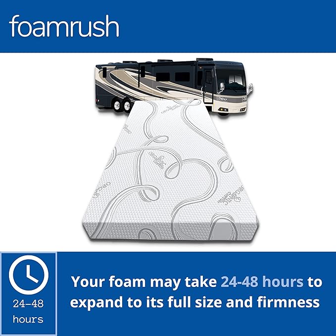 FoamRush 6-Inch Truck (32" x 29") Gel Memory Foam Mattress Replacement with Cover, Medium Firm, Comfort Pressure Relief and Support, Plush Cotton Cover, Made in USA, Travel Camper Trailer RV