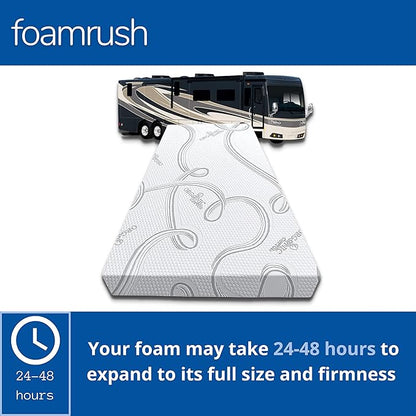 FoamRush 6-Inch Truck (32" x 29") Gel Memory Foam Mattress Replacement with Cover, Medium Firm, Comfort Pressure Relief and Support, Plush Cotton Cover, Made in USA, Travel Camper Trailer RV