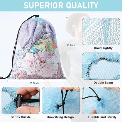 100PCS Drawstring Laundry Bags - Multicolor Nylon Mesh Gym, Travel, Beach & Storage Bags with Locking Closure for College, Gym, Yoga, Sport