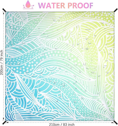 AISPARKY Beach Blanket Waterproof Sandproof, Oversized Large Beach Mat 79" X 83"/120"x108" for 1-8 Adults, Quick Drying&Compact&Lightweight, Picnic Mat Vacation Essentials for Beach Camping Travel