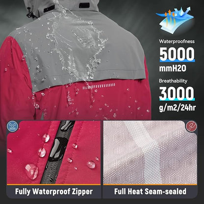 baleaf Men's Rain Jacket Waterproof Windbreaker Running Cycling Golf Hiking Gear Hood Lightweight Reflective Packable