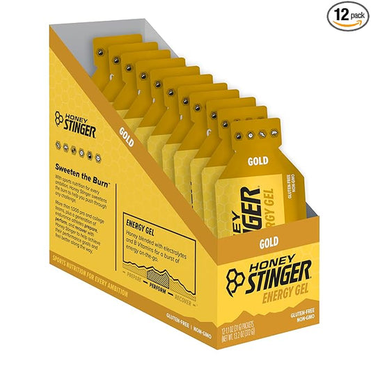 Honey Stinger Gold Energy Gel, Gluten Free & Caffeine Free, for Exercise, Running and Performance, Sports Nutrition for Home & Gym, Pre and Mid Workout, 12 Pack, 13.2 Ounce