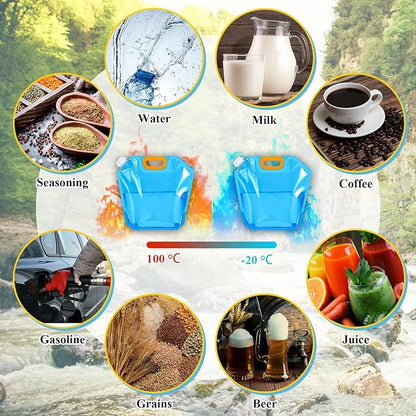 Tessco 8 Pcs for you 1.3 Gallon Collapsible Water Storage Bag Water Container Emergency Jug Plastic Storage Pouch Freezable Carrier Tank Foldable Bottle for Outdoor Sport Camping Hiking (Blue)