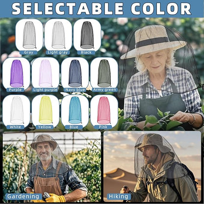 Oversized Mosquito Net 42 x 25 Inches Ultra Large Mosquito Head Net Face Neck Fly Mesh Netting Fits All Hats for Outdoor Camping Hiking Fishing Gardening Safari(Gray)