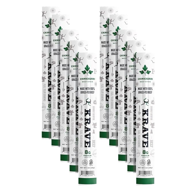 Krave, Beef Sticks (1 Ounce Sticks, Pack of 10) - 100% Grass Fed Beef, 100 Calories Per Stick, Good Source of Protein (10 Pack, Chimichurri)