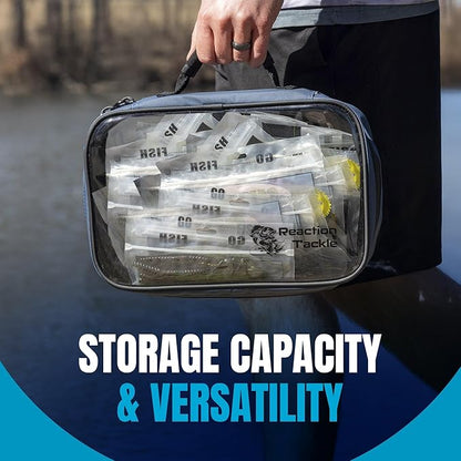 Reaction Tackle Deluxe Bait Binder – Water-Resistant Soft Plastic Bait Storage Bag, Saltwater & Freshwater Fishing Tackle Organizer, Lure Bag for Bass, Kayak, and Boat Fishing