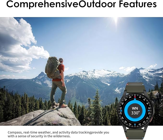 G12 Fitness Smartwatch with GPS, 2 Watch Bands, 1.43 AMOLED Screen, 3ATM 30M Waterproof, 450mAh Large Battery, Answer/Make Call, 24/7 Sleep Tracking, Compatible for Android iOS