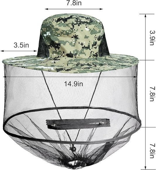 Sucrain 2 Pack Mosquito Head Net Hat Sun Hat Garden Bug Hat with Hidden Net Mesh for Outdoor Gardening Beekeeping
