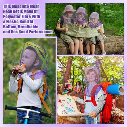 Hestya 4 Pack Mosquito Face Mesh Net Protecting Net for Outdoor Hiking Camping Climbing Mosquito Fly Insects Preventing (Purple)