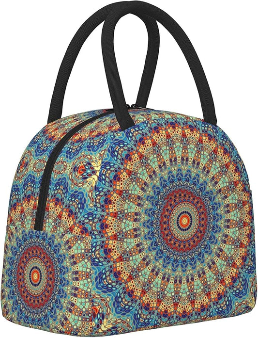 Mandala Lunch Bag Lunch Box for Women Men Boys Girls, Reusable Insulated Lunch Tote Bag, Leakproof Thermal Cooler Sack Food Handbags High Capacity for Work School Picnic Camping Gifts