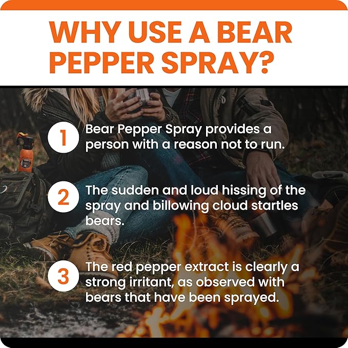 UDAP Pepper Power Bear Spray Self Defense Deterrent with Holster for Camping, Hiking, Fishing, Powerful Blast Pattern, 30 ft Fog Barrier, Safety Orange, SO2, 7.9 oz, 2 Pack