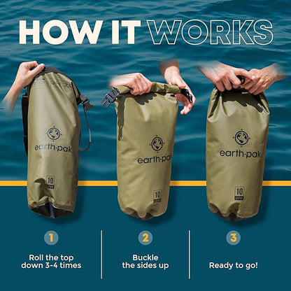 Earth Pak Waterproof Orginal 10L Dry Bag & 35L Summit Backpack - Waterproof Backpack Keeps Gear Dry for Boating, Camping, Fishing